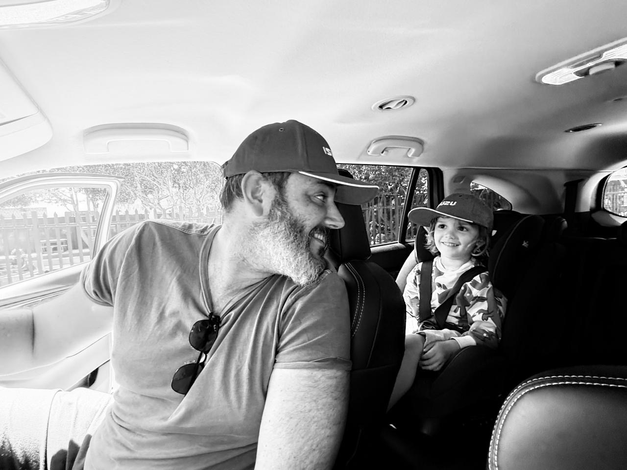 Dylan and son on a roadtrip