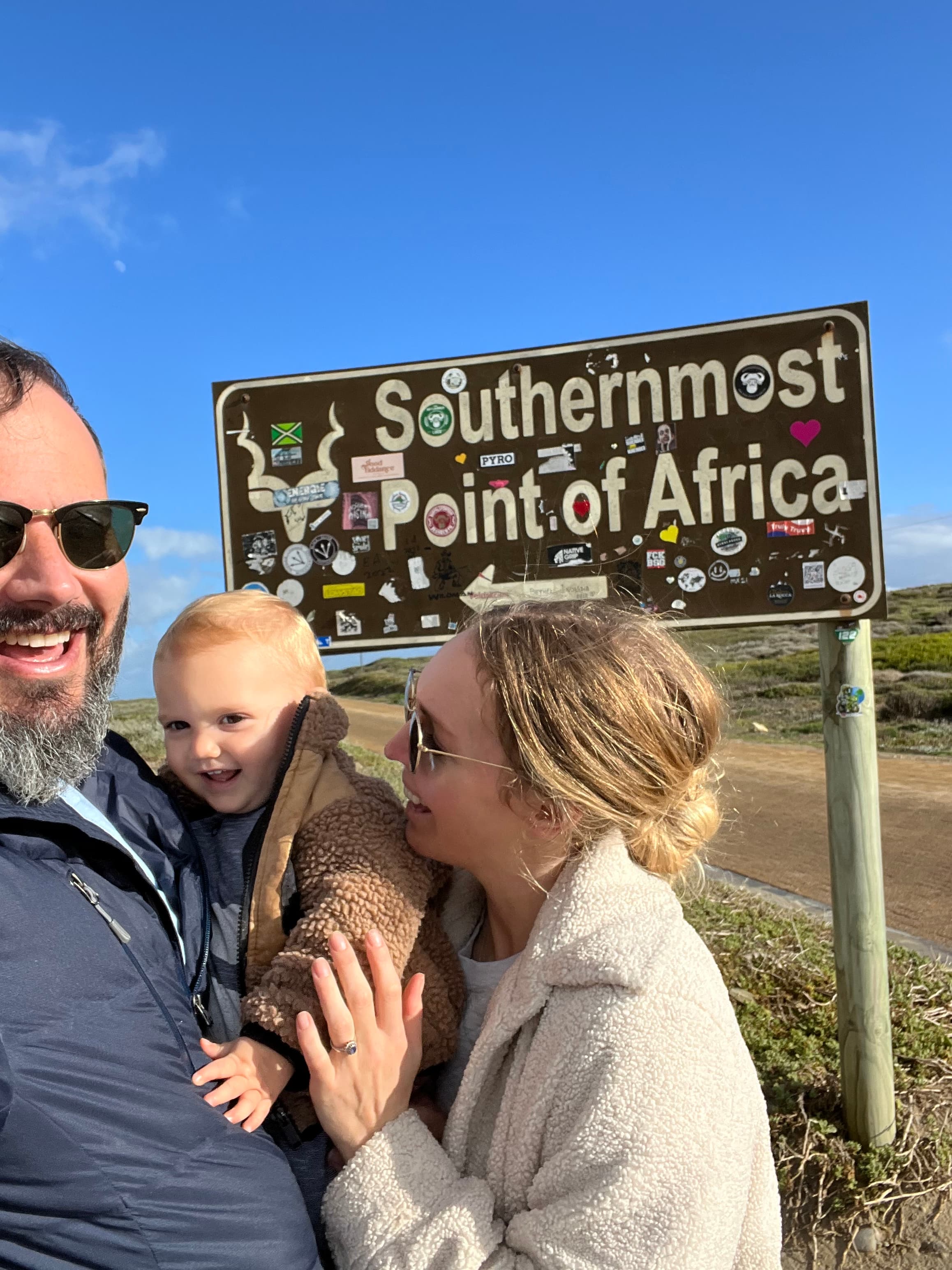 Family at the southernmost point of Africa