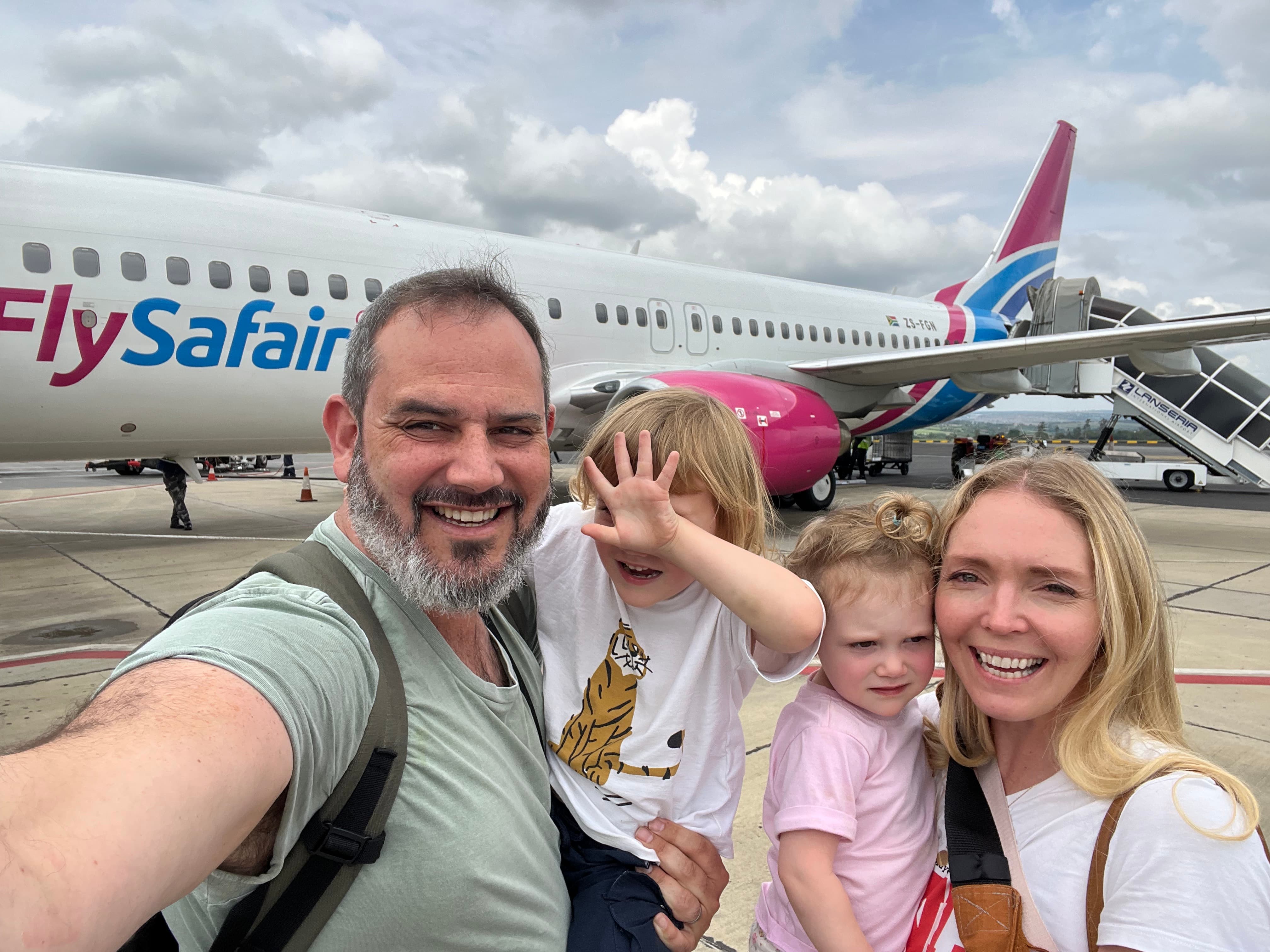 Family selfie on the tarmac